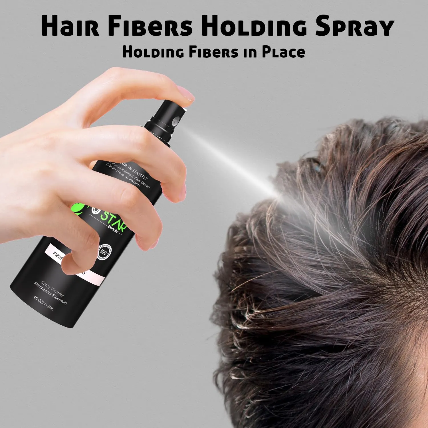 Ustar 4 in 1 Hair Building Fibers Set for Thinning Hair Thickening Natural Hair Loss Concealer Powder for Men & Women Bald Spot Cover Up and Hair Volume Enhancer 27.5g Medium Brown