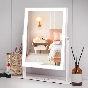 VANITII Vanity Mirror with Lights LED Lighted Makeup Mirror with Magnification 9”x12” Hollywood Mirror 3 Color Lighting 360 Rotation Smart Touch Control for Desktop Dormitory Bedroom