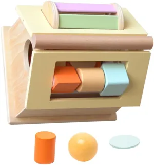 VANZACK 1 Set Wooden Educational Coin Box Shape Sorter Fun Plaything for Hand Eye Coordination Development Lightweight Natural Sensory Bright Colors