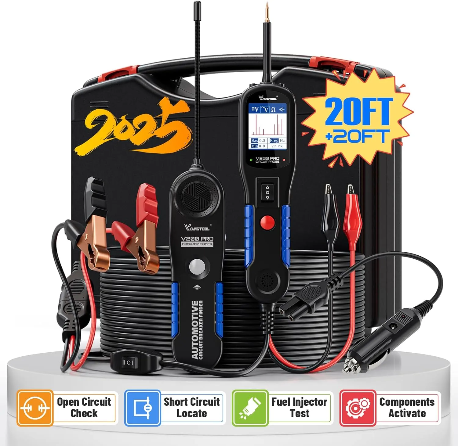 VDIAGTOOL V200 Pro Automotive Circuit Tester, Power Circuit Probe Tester Breaker Finder Tool, 12/24V Electrical Open Short Circuit Finder for 99% Cars, Wire Tracer, AC/DC Trailer Relay Fuse Test