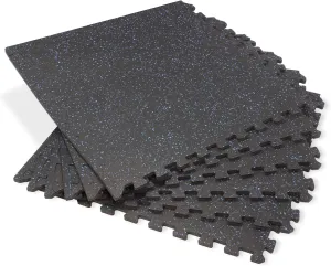 Velotas 3/8-Inch Thick Interlocking Foam Tiles with Rubber Top - Personal Fitness Mat, EVA Foam Puzzle Floor Tiles, for Home Gym Workouts