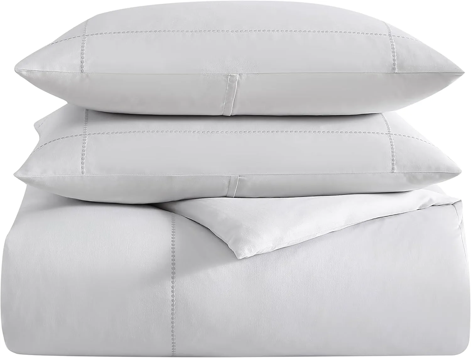 Vera Wang- Queen Duvet Cover Set, Soft Cotton Bedding Set with Matching Shams, Chic Room Essentials (Simple Dot Grey, Queen)