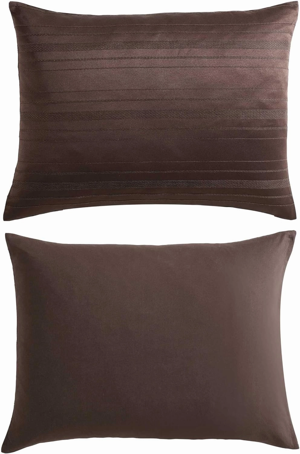 Vera Wang - King Comforter Set, Luxury Textured Weave Bedding Set with Matching Shams, Chic Room Essentials, Oeko-Tex Certified (Illusion Lines Brown, King)