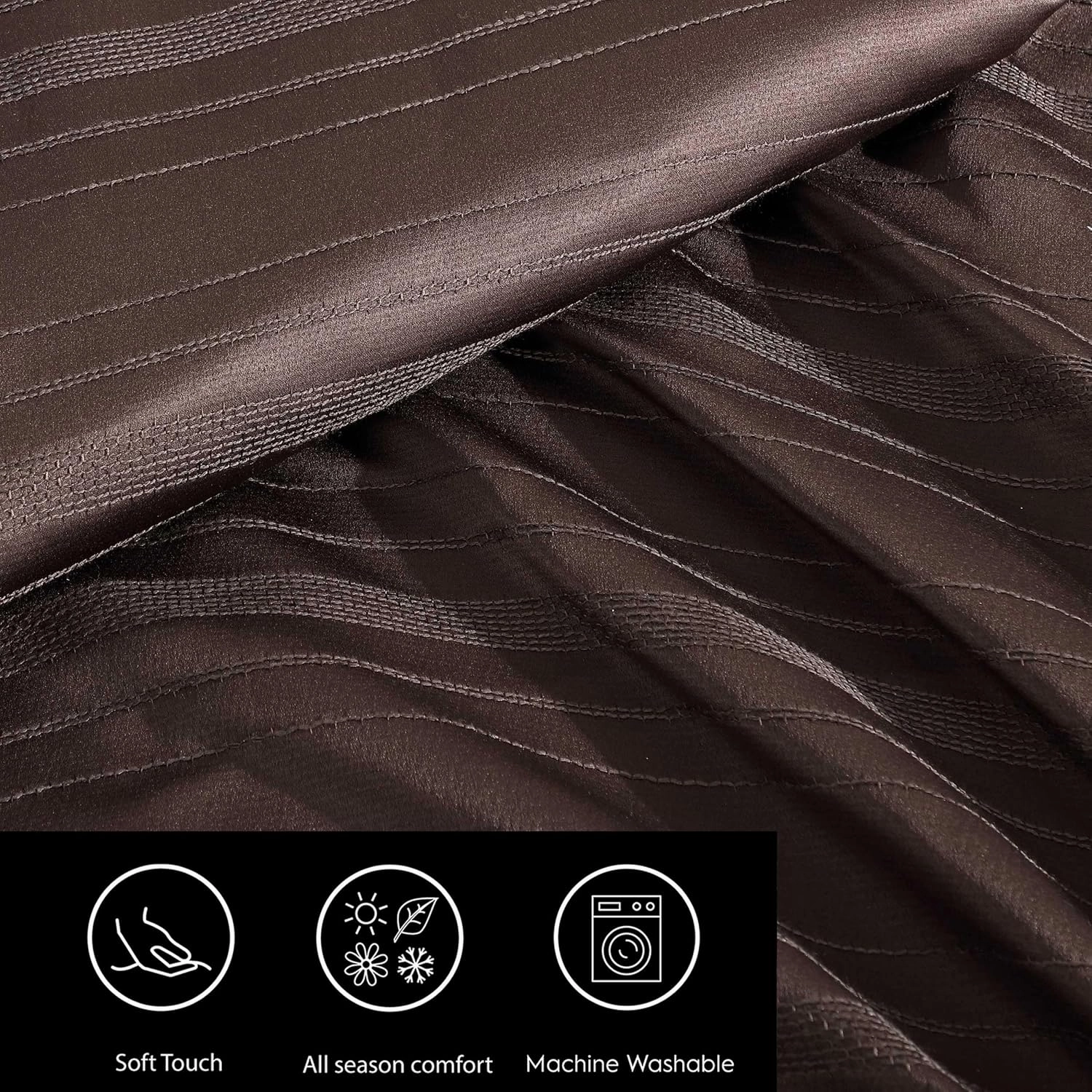 Vera Wang - King Comforter Set, Luxury Textured Weave Bedding Set with Matching Shams, Chic Room Essentials, Oeko-Tex Certified (Illusion Lines Brown, King)