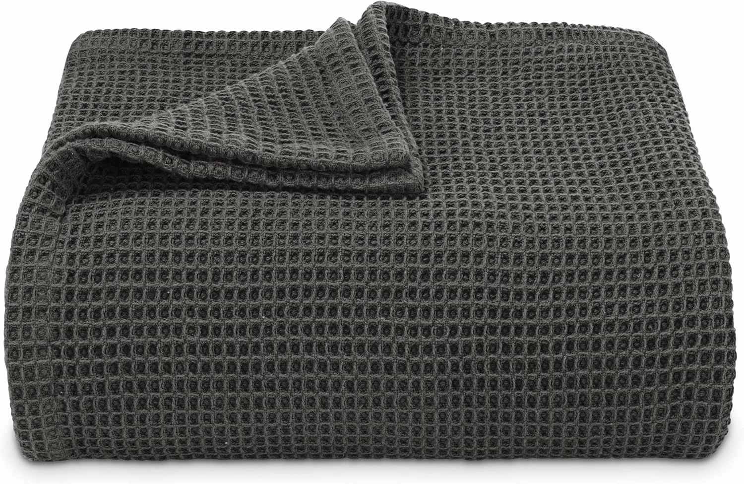 Vera Wang | Waffle Weave Collection | 100% Cotton Soft and Cozy Textured Plush Blanket for Sofa Couch or Bedroom, Modern Stylish Home Décor, Twin, Charcoal,USHSEE1127227