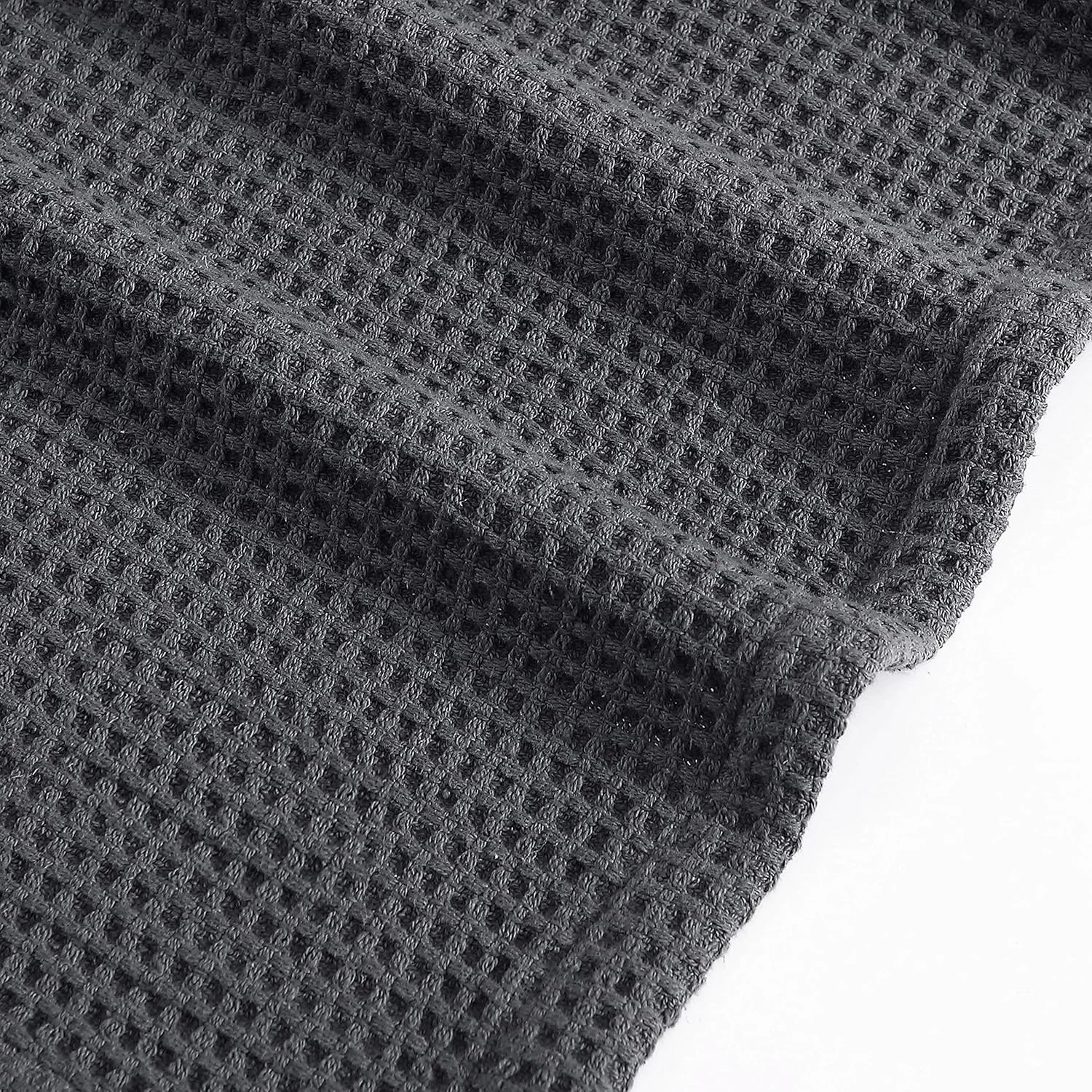 Vera Wang | Waffle Weave Collection | 100% Cotton Soft and Cozy Textured Plush Blanket for Sofa Couch or Bedroom, Modern Stylish Home Décor, Twin, Charcoal,USHSEE1127227