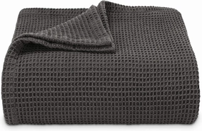 Vera Wang | Waffle Weave Collection | 100% Cotton Soft and Cozy Textured Plush Blanket for Sofa Couch or Bedroom, Modern Stylish Home Décor, Twin, Charcoal,USHSEE1127227