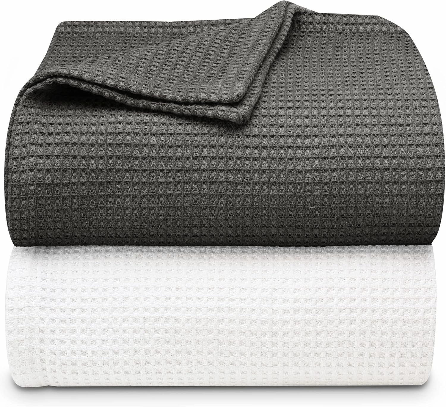 Vera Wang | Waffle Weave Collection | 100% Cotton Soft and Cozy Textured Plush Blanket for Sofa Couch or Bedroom, Modern Stylish Home Décor, Twin, Charcoal,USHSEE1127227