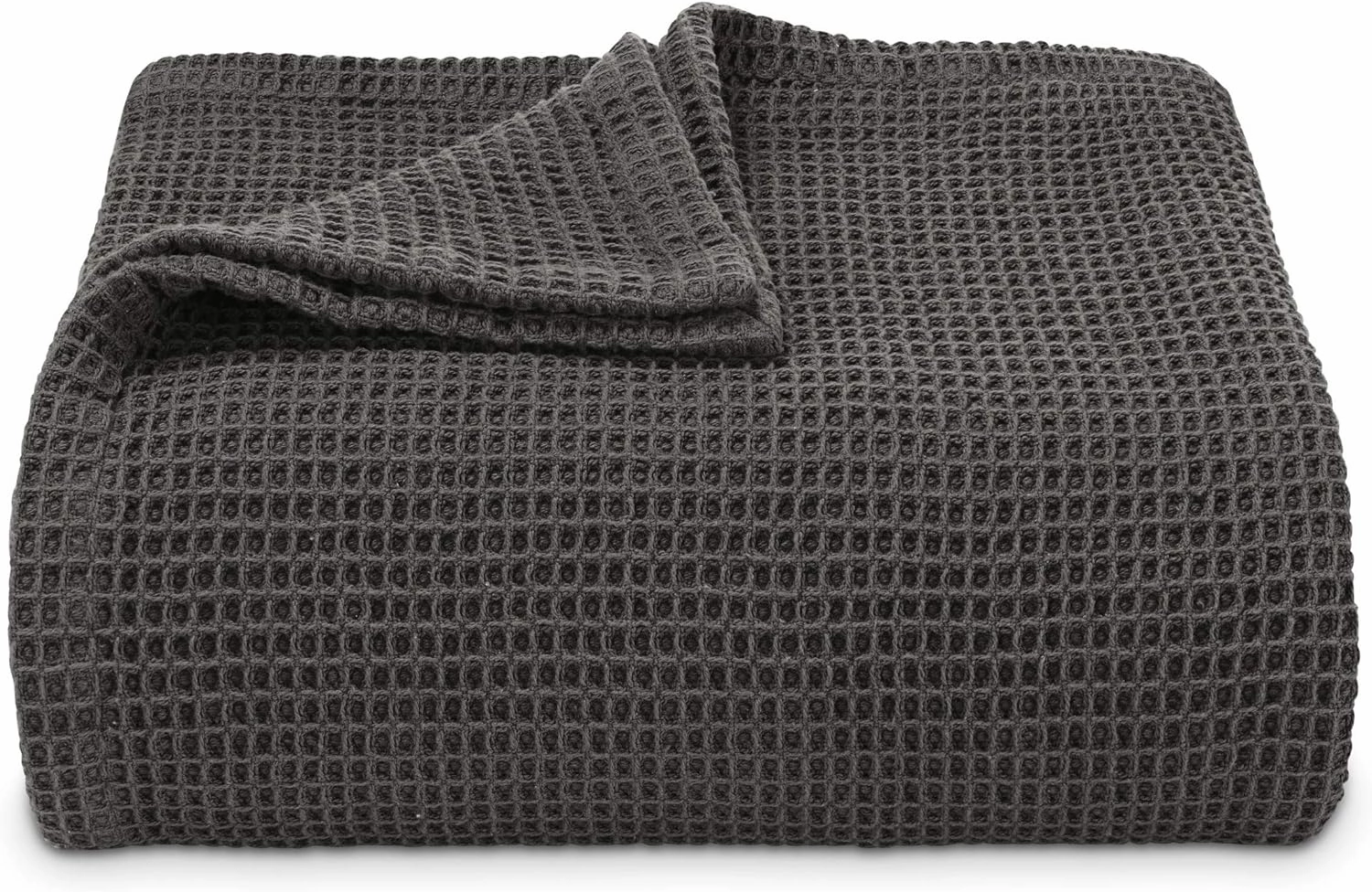 Vera Wang | Waffle Weave Collection | 100% Cotton Soft and Cozy Textured Plush Blanket for Sofa Couch or Bedroom, Modern Stylish Home Décor, Twin, Charcoal,USHSEE1127227