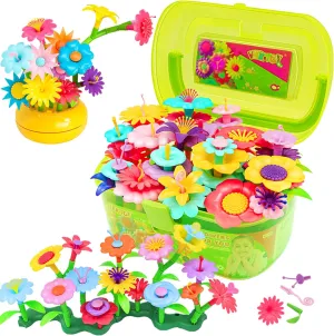 VERTOY Flower Garden Building Toy Set for 3, 4, 5, 6 Year Old Girls, STEM Educational Activity Games and Girls Birthday Gift for Age 3  yr Toddlers and Kids, 143 pcs