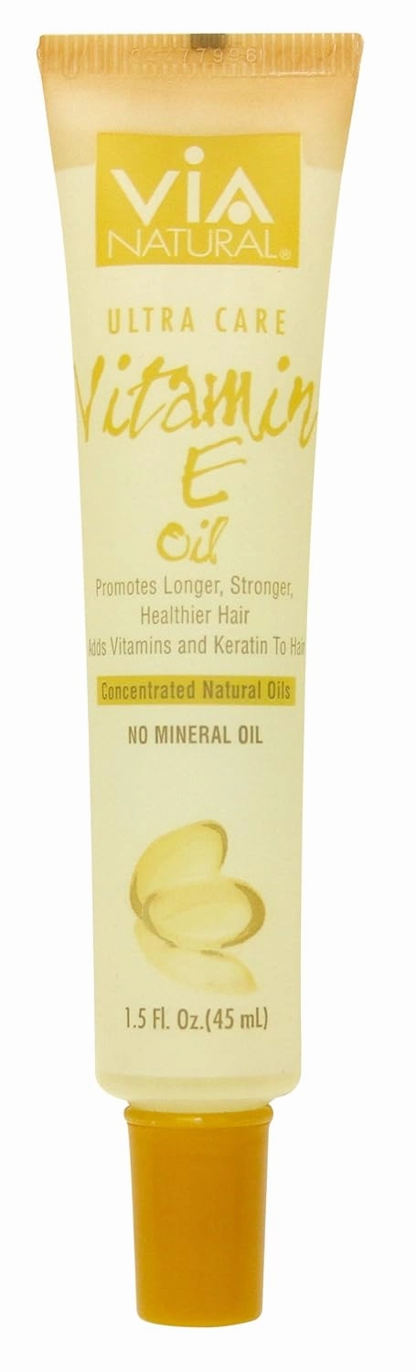 VIA Natural Ultra Care Vitamin E Oil Concentrated Natural Oil 1.5oz - Promotes Longer, Stronger, Healthier Hair, Adds Vitamins and Keratin To Hair - 12 Pack