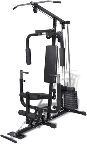 vidaXL Multi-use Gym Utility Fitness Machine -Complete Body Workout with Adjustable Weight Plates- Suitable for Home and Gym Use in Steel Material.