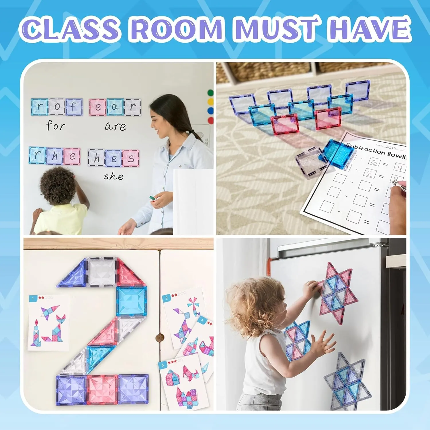 VigorFun 127-Piece Magnetic Tiles Building Set – STEM Construction Toys with Car & Animal Models, Stickers – Educational Sensory Kit for Kids Ages 3-8, Ideal Gift for Boys & Girls