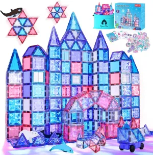 VigorFun 127-Piece Magnetic Tiles Building Set – STEM Construction Toys with Car & Animal Models, Stickers – Educational Sensory Kit for Kids Ages 3-8, Ideal Gift for Boys & Girls