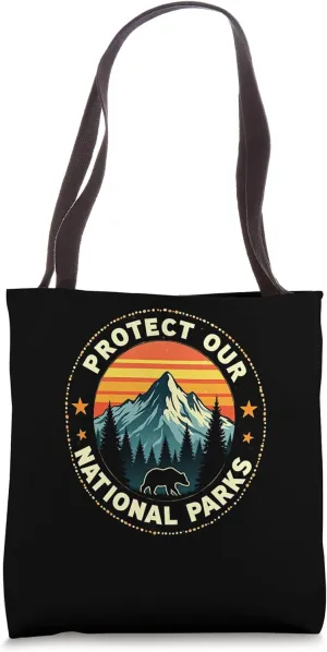 Vintage National Parks Bear in Forest Tote Bag