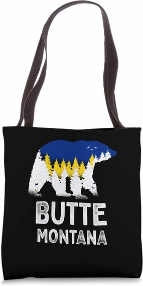 Vintage Butte Montana Grizzly Bear MT Vacation Tote Bag