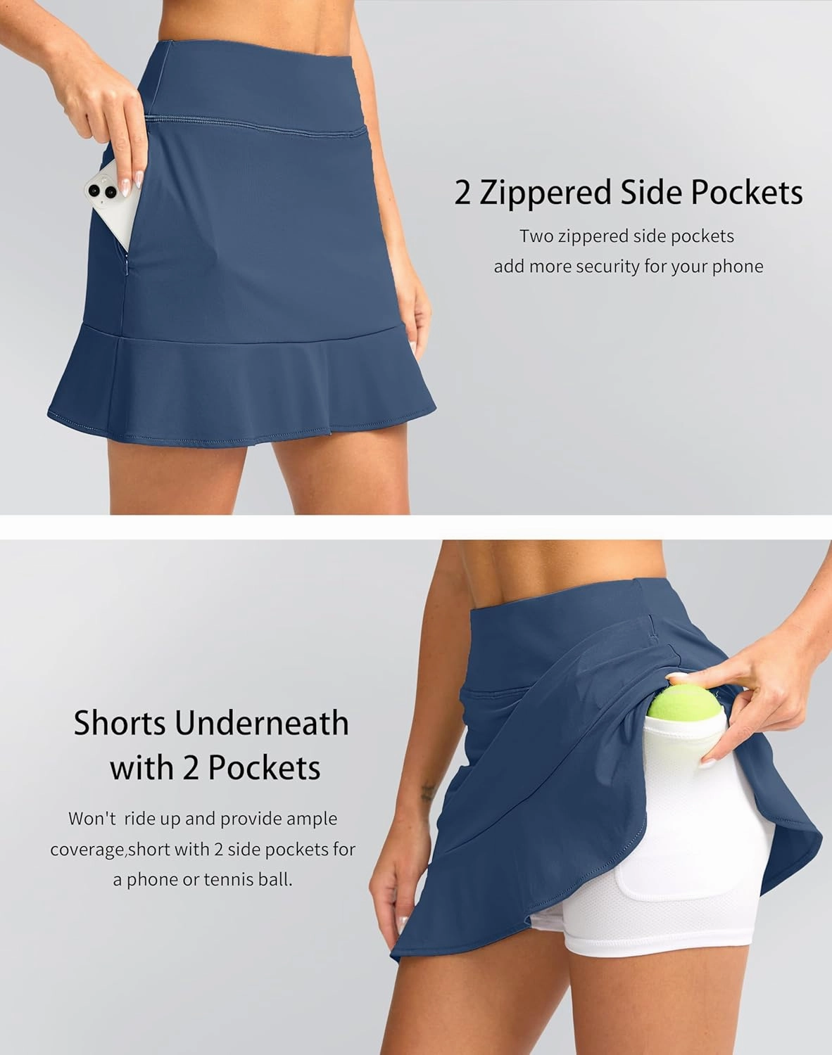 Viodia 16" Golf Skorts for Women High Waisted Tennis Skirt Athletic Skorts Skirts for Women Built-in Shorts with 5 Pockets