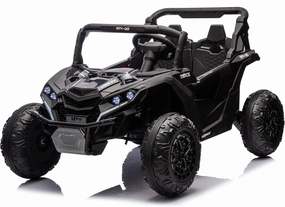 Viswild 24V Kids Ride On UTV, Electric Off-Road Car with Remote Control, Soft Start, 2 Seats, LED Lights, Four-Wheel Suspension, Music, Bluetooth, Back Storage, Anti-Collision Bar for 3  (Black)