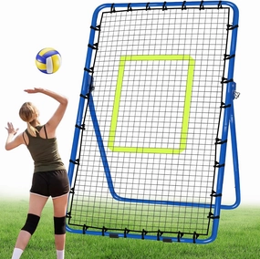 Volleyball Rebounder Net 7x4FT, 5 Adjustable Angles and Easy Set Up Practice Training Volleyball Skill Equipment for Baseball, Soceer & Lacrosse, Stable & Portable with Stake & Carrying Bag