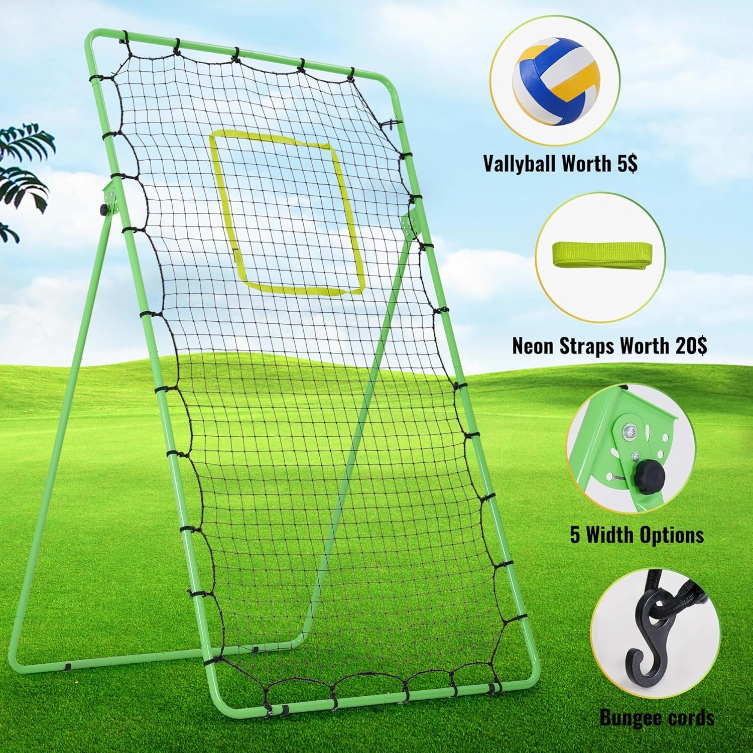 Volleyball Training Net, Freestanding Portable Volleyball Practice Net with Adjustable Heights, Perfect for Backyard, Gym, Beach, Concrete Easy Setup and Sturdy for Men, Women