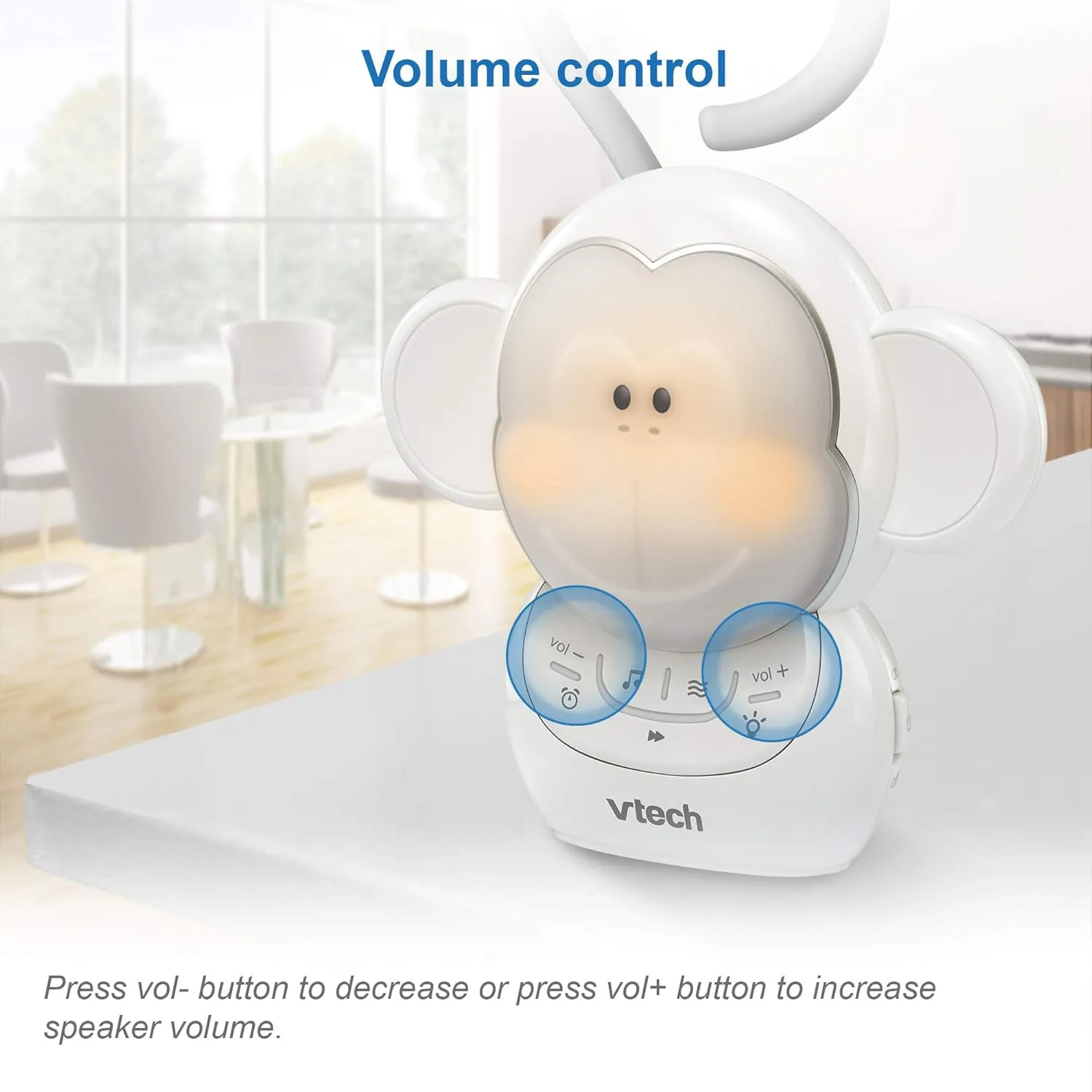 VTech Communications BC8211 Myla The Monkey Baby Sleep Soother with a White Noise Sound Machine Featuring 5 Soft Ambient Sounds, 5 Calming Melodies & Soft-Glow Night Light, 1 Count (Pack of 1)