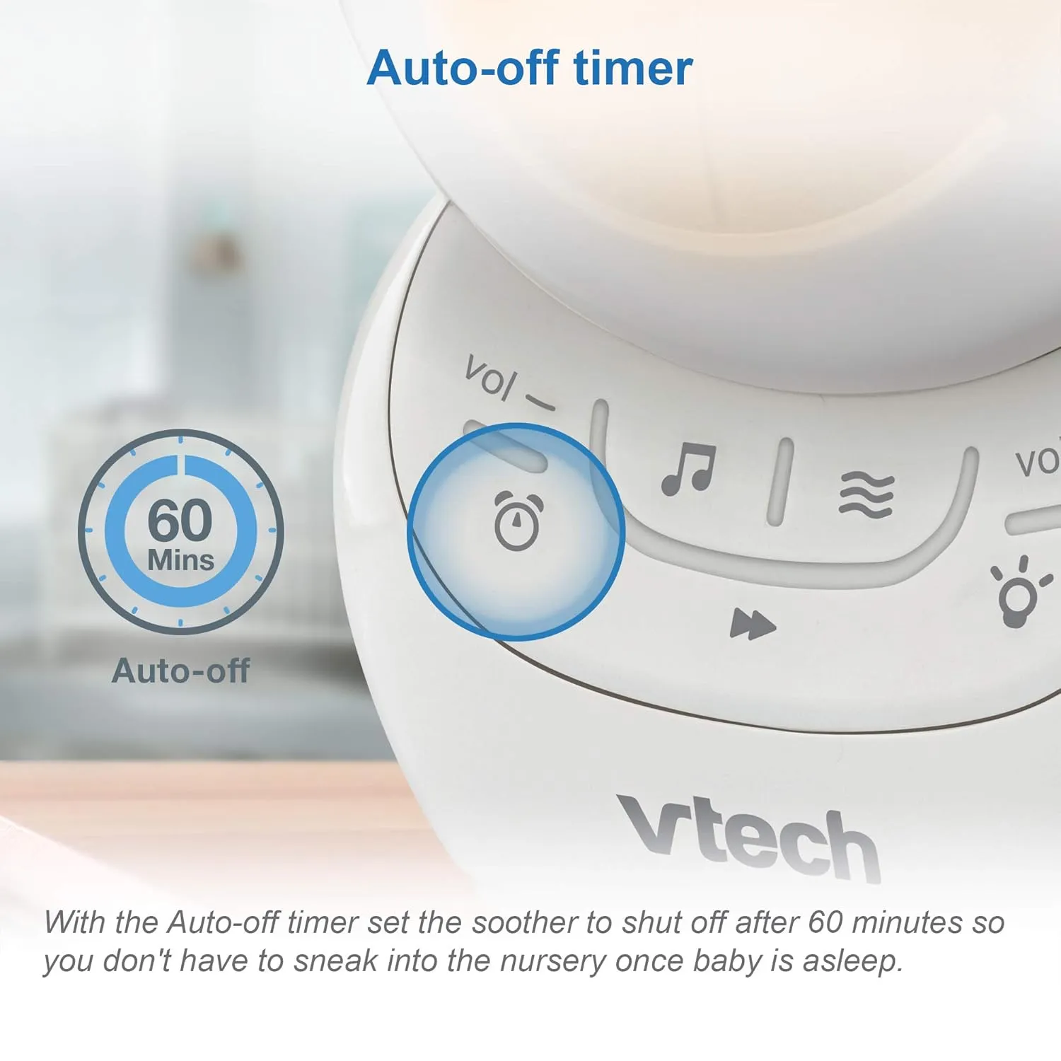 VTech Communications BC8211 Myla The Monkey Baby Sleep Soother with a White Noise Sound Machine Featuring 5 Soft Ambient Sounds, 5 Calming Melodies & Soft-Glow Night Light, 1 Count (Pack of 1)