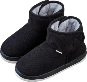 Warm Winter Slippers for Seniors – Unisex Non-Slip Indoor/Outdoor Shoes With Adjustable Hook-and-Loop