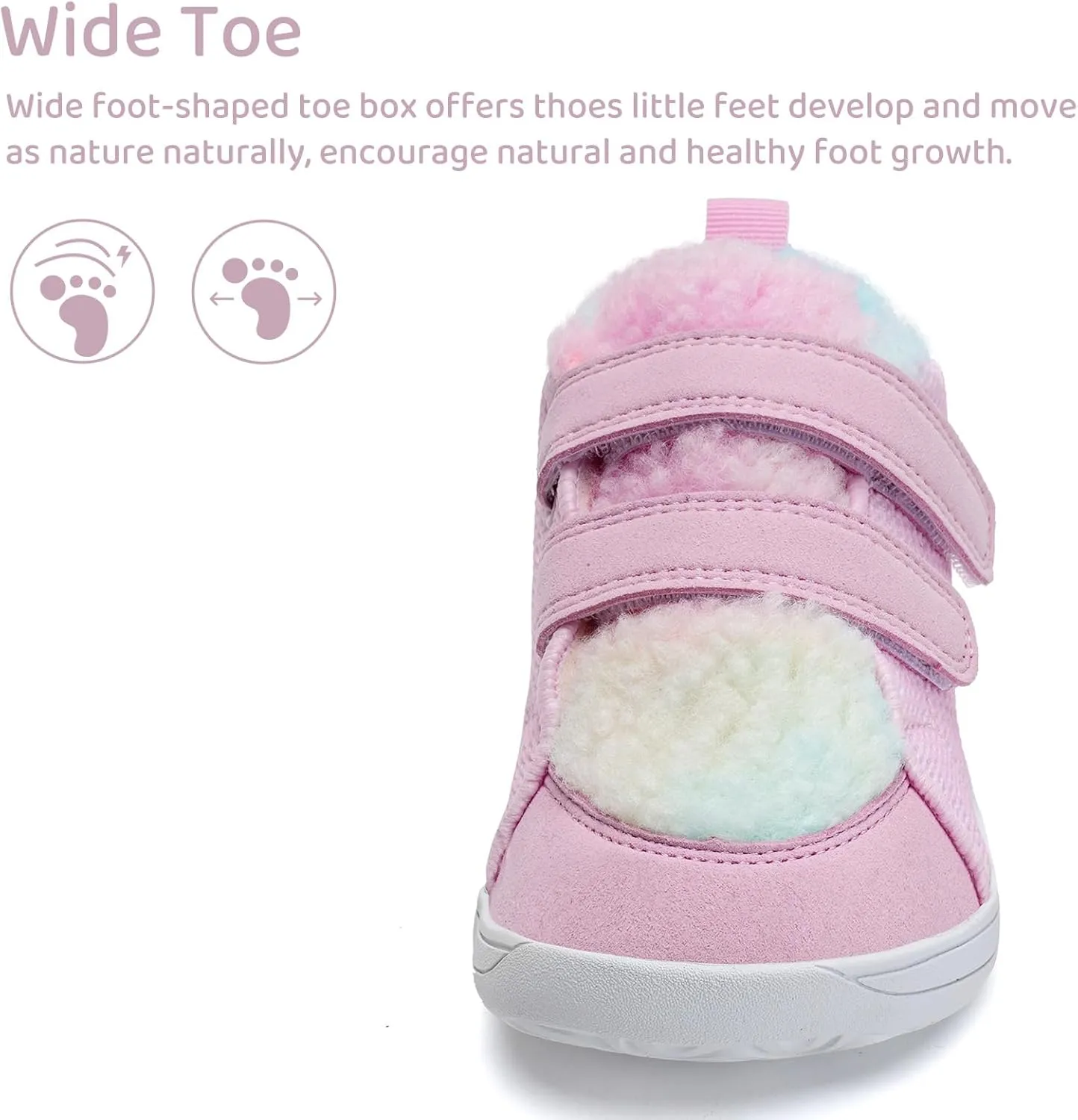 WateLves Toddler Little Kids Wide Barefoot Shoes Warm Winter House Shoes Baby Girls Boys Zero Drop Minimalist Plush Warm Sneakers for Indoor Outdoor