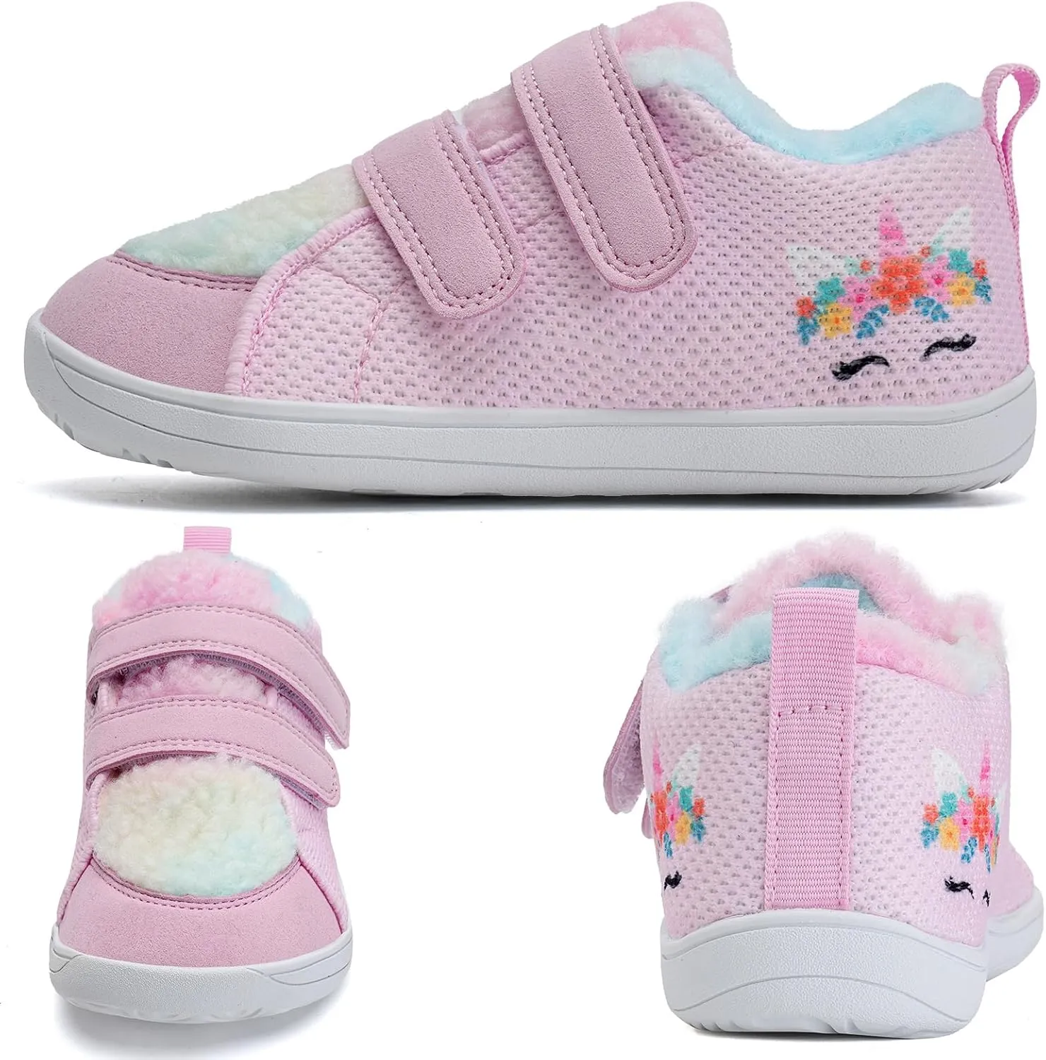 WateLves Toddler Little Kids Wide Barefoot Shoes Warm Winter House Shoes Baby Girls Boys Zero Drop Minimalist Plush Warm Sneakers for Indoor Outdoor