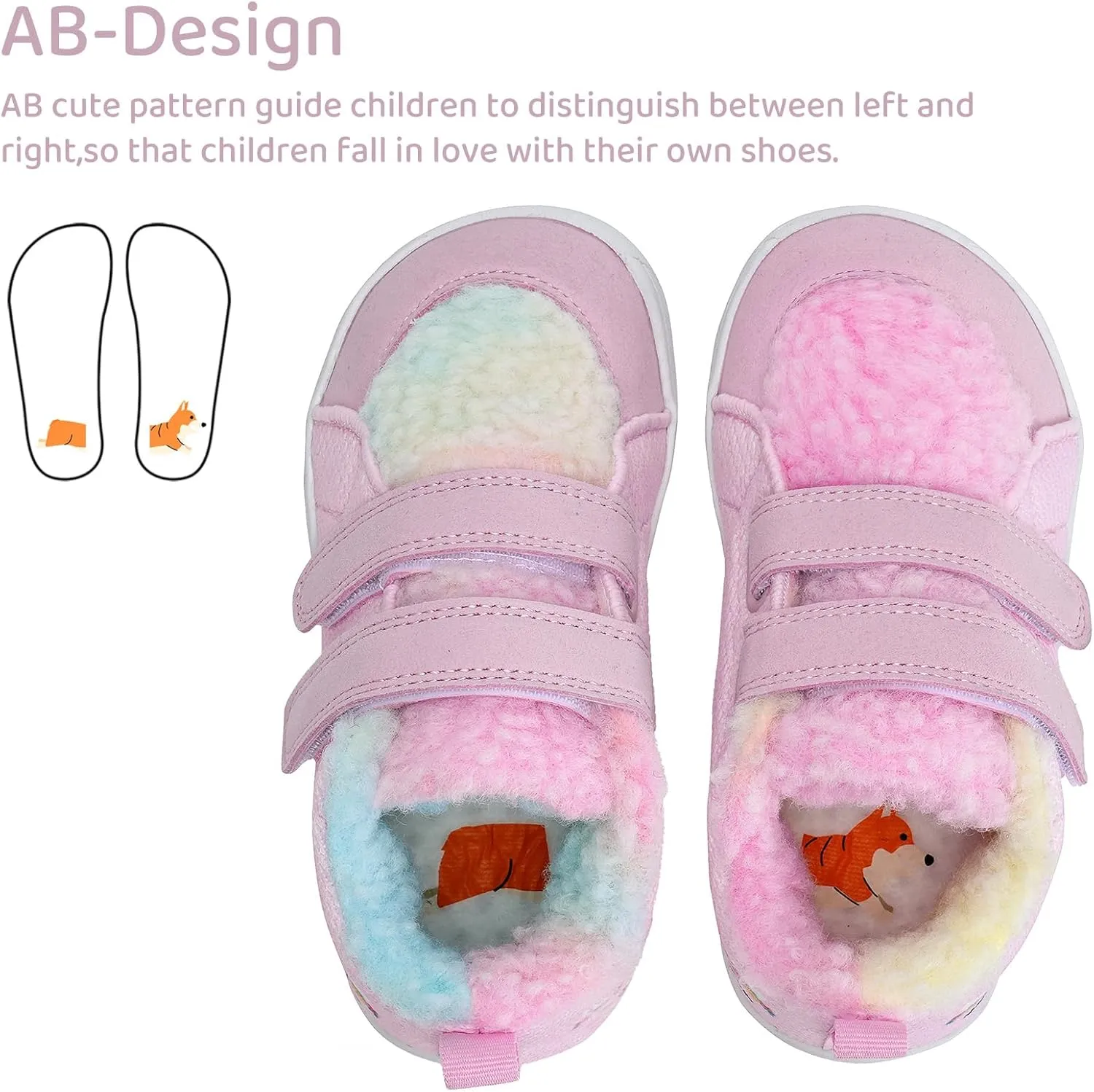 WateLves Toddler Little Kids Wide Barefoot Shoes Warm Winter House Shoes Baby Girls Boys Zero Drop Minimalist Plush Warm Sneakers for Indoor Outdoor