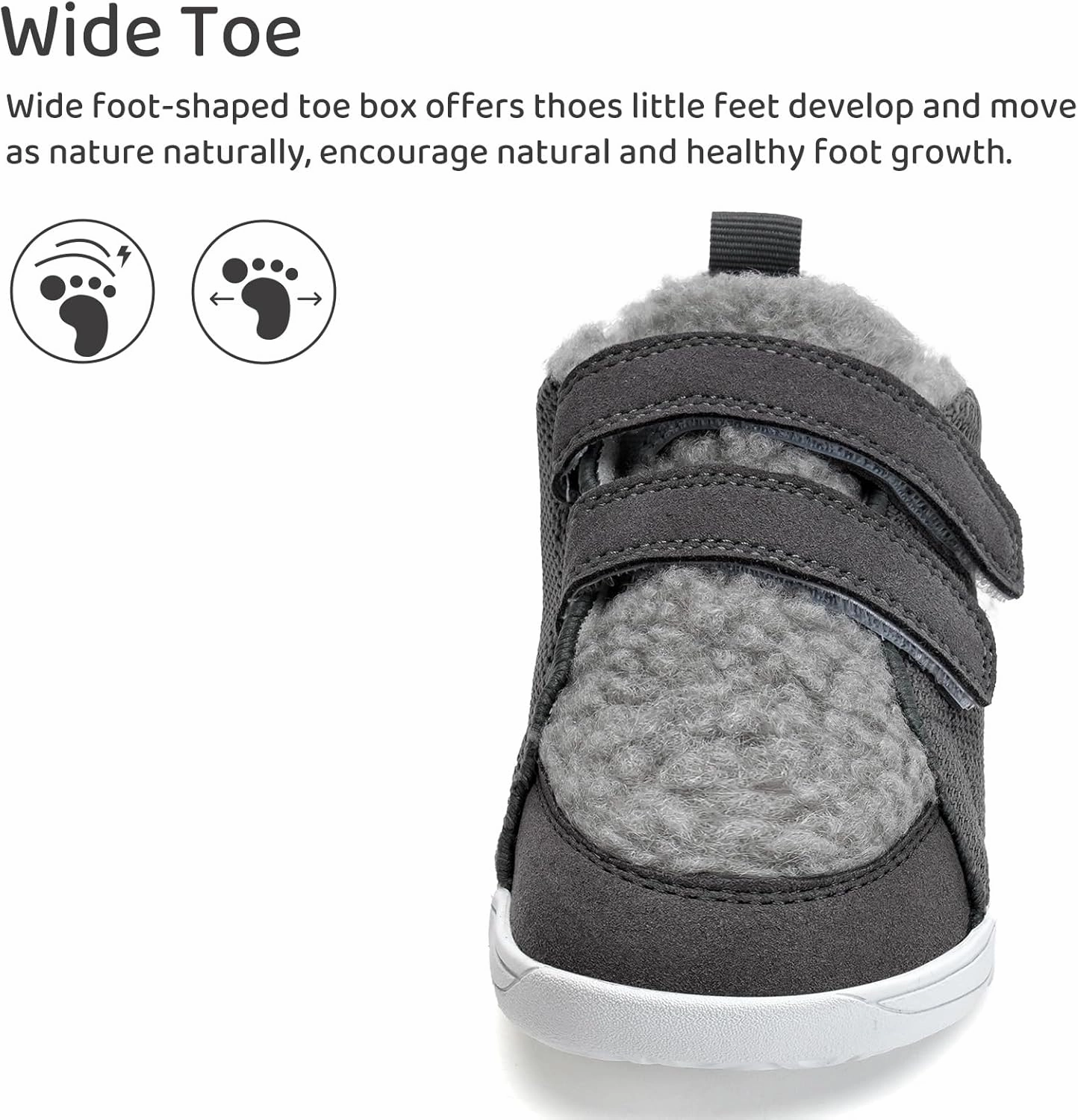 WateLves Toddler Little Kids Wide Barefoot Shoes Warm Winter House Shoes Baby Girls Boys Zero Drop Minimalist Plush Warm Sneakers for Indoor Outdoor