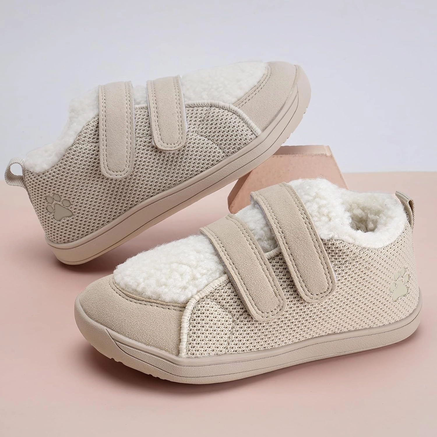 WateLves Toddler Little Kids Wide Barefoot Shoes Warm Winter House Shoes Baby Girls Boys Zero Drop Minimalist Plush Warm Sneakers for Indoor Outdoor