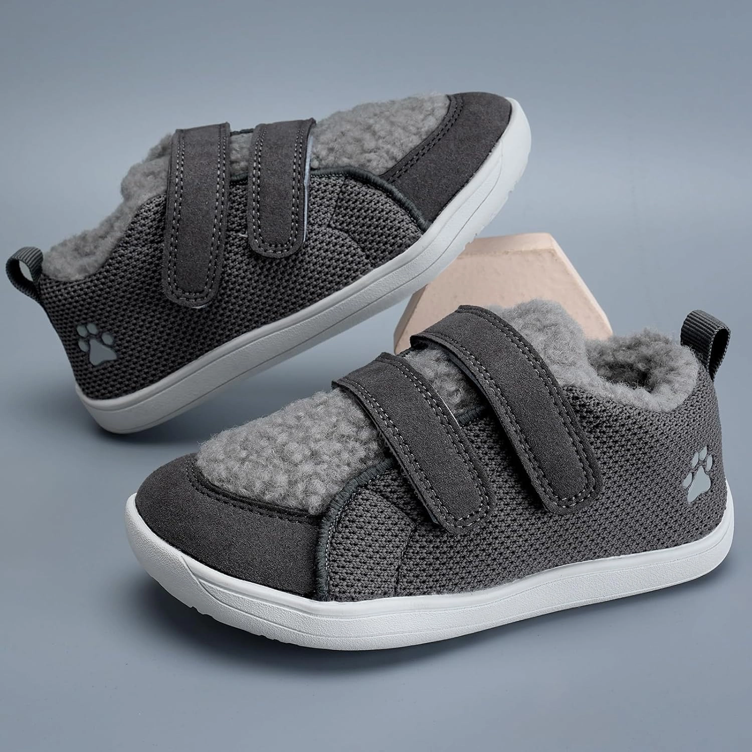WateLves Toddler Little Kids Wide Barefoot Shoes Warm Winter House Shoes Baby Girls Boys Zero Drop Minimalist Plush Warm Sneakers for Indoor Outdoor