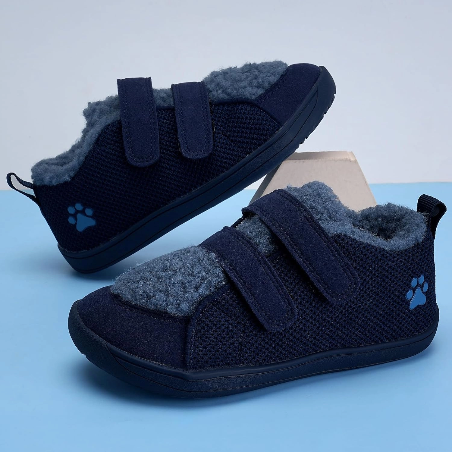WateLves Toddler Little Kids Wide Barefoot Shoes Warm Winter House Shoes Baby Girls Boys Zero Drop Minimalist Plush Warm Sneakers for Indoor Outdoor