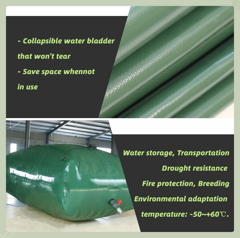 Water Storage Bladder，Collapsible Large Capacity Portable Water Storage 50-1585 Gallons Rainwater Bag(5000L/1320Gal/3x2x0.85 m)