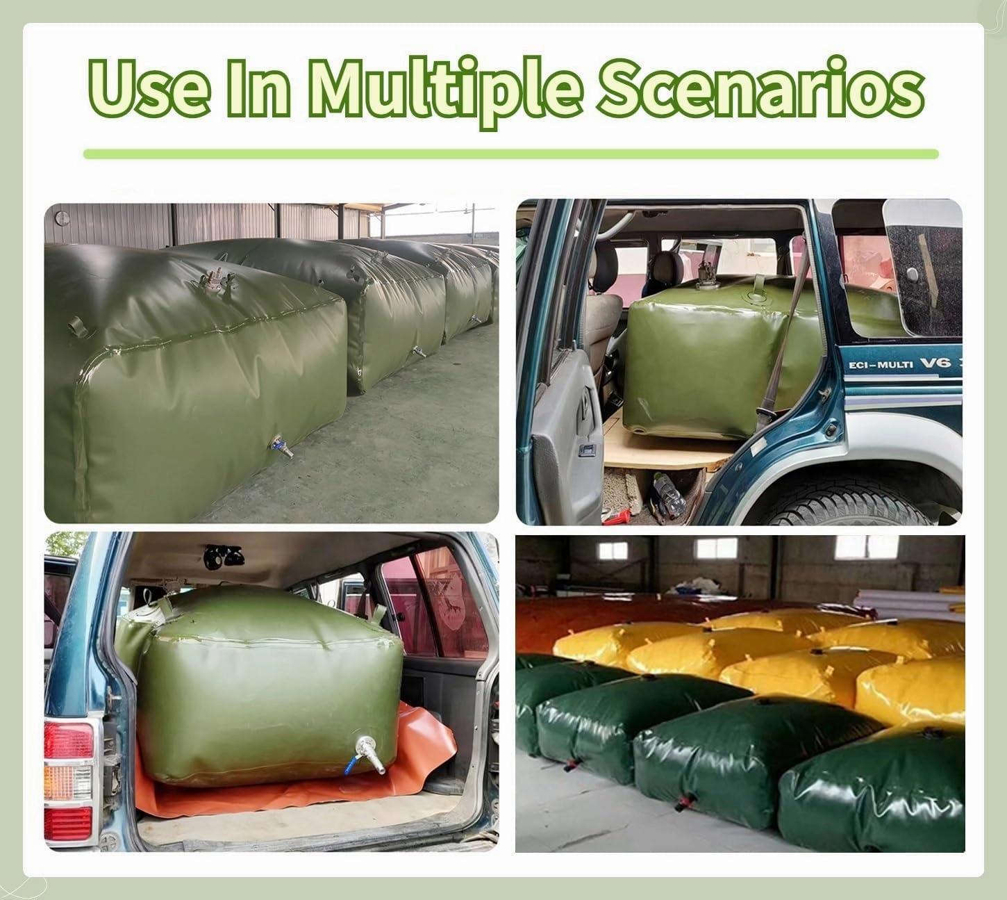 Water Storage Bladder，Collapsible Large Capacity Portable Water Storage 50-1585 Gallons Rainwater Bag(5000L/1320Gal/3x2x0.85 m)