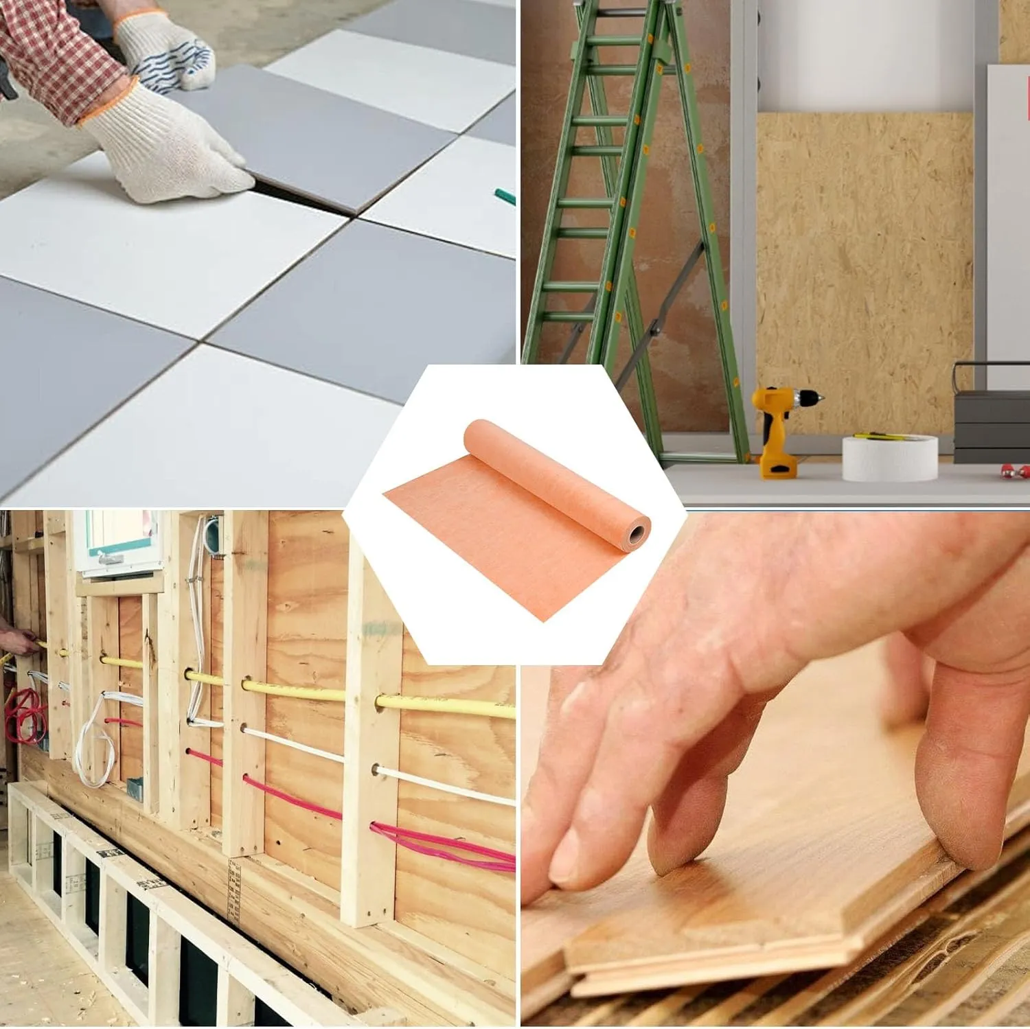 Waterproof Membrane 5inch x 98.42Ft Underlayment Shower Membrane 20mils Thickness Waterproofing Polyethylene Fabric for Tiles, Shower Walls, Bathroom Floors