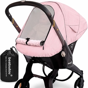 Waterproof Baby Car Seat Cover Compatible with Doona Car Seat and Stroller,Patented Windproof Car Seat Canopy for Girls, Keeps Babies Warm and Coz(Pink)
