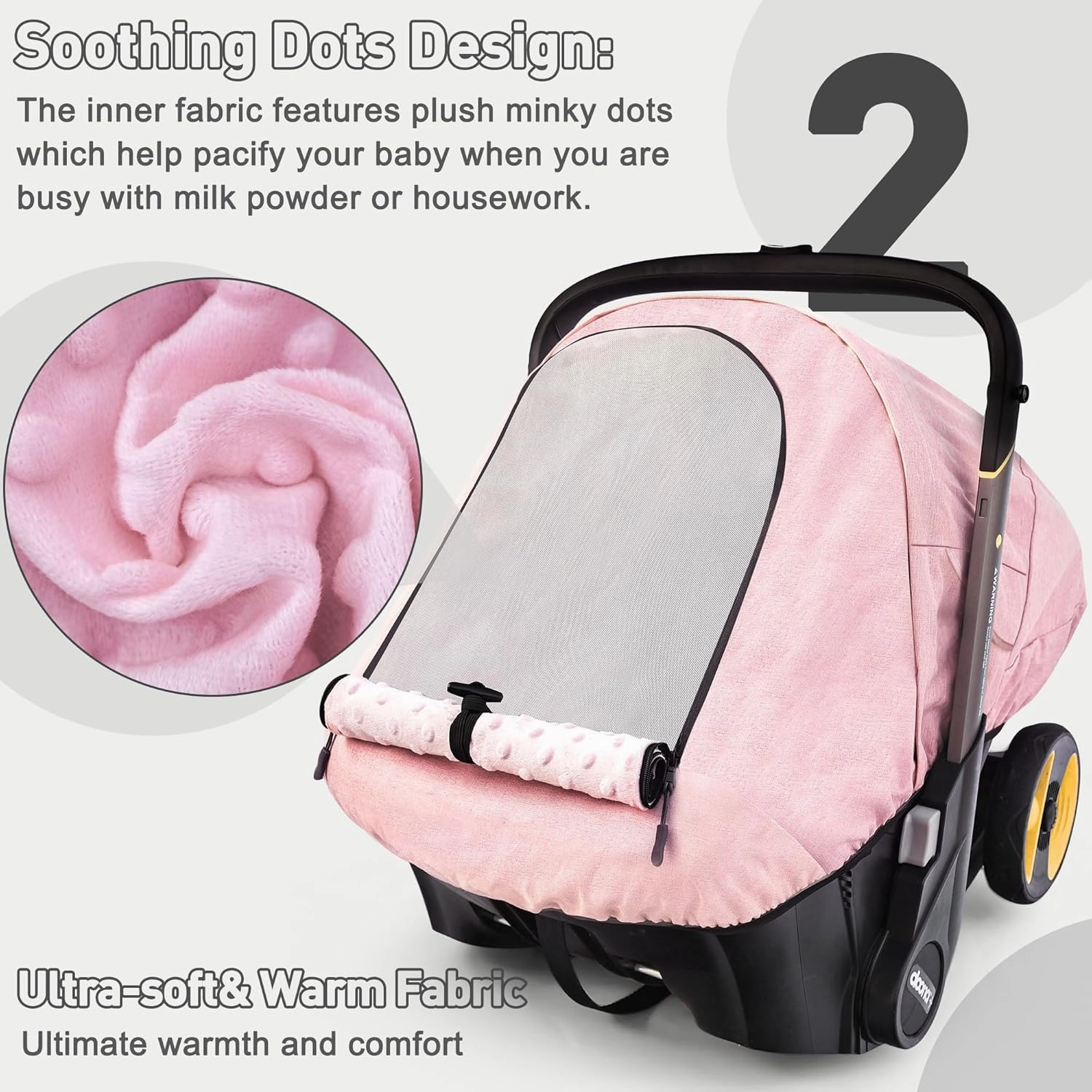 Waterproof Baby Car Seat Cover Compatible with Doona Car Seat and Stroller,Patented Windproof Car Seat Canopy for Girls, Keeps Babies Warm and Coz(Pink)