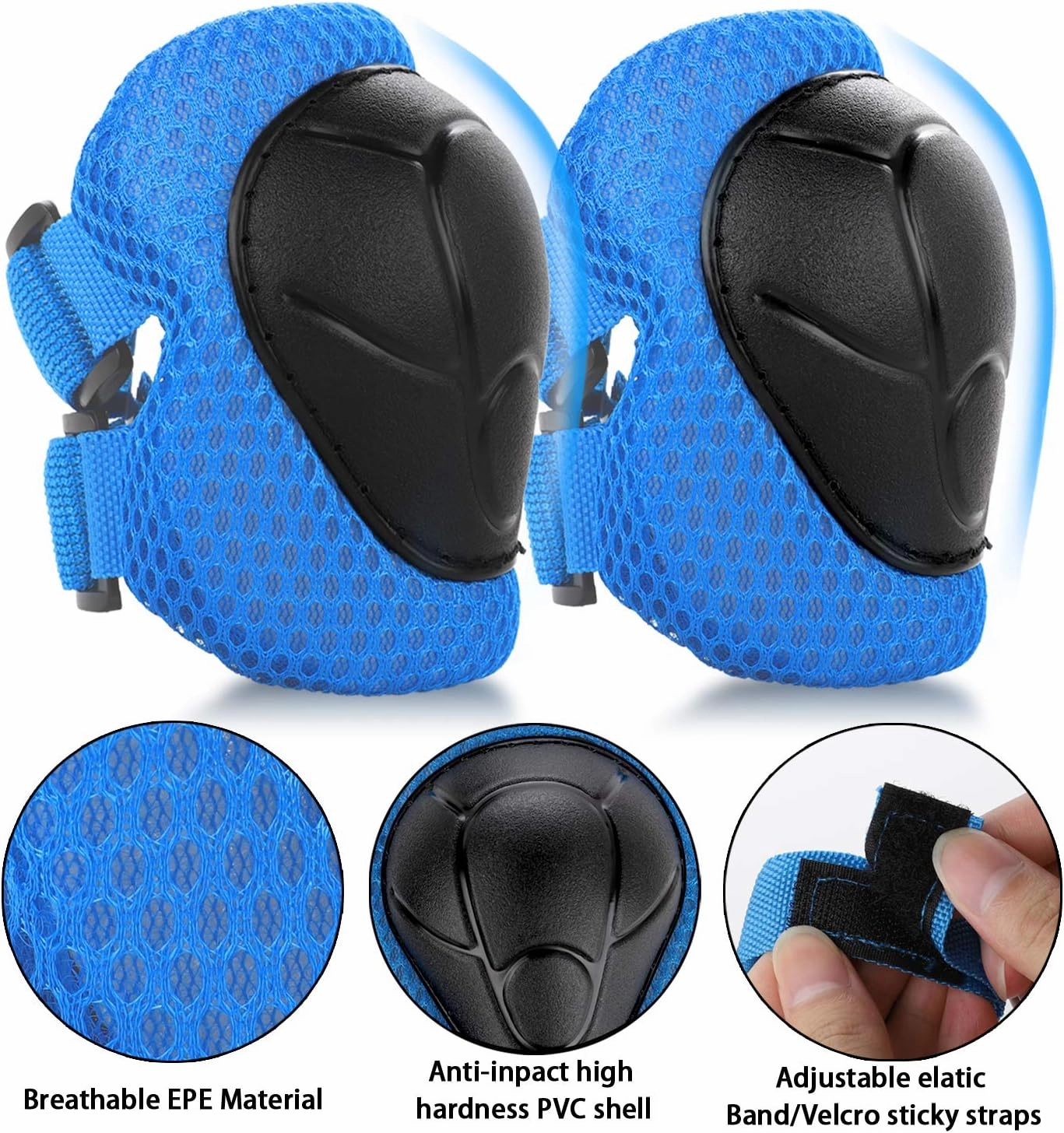 WayEee Kids Bike Helmet Set Skateboard Knee Pads, Helmet Pad Set Protective Gear Set Adjustable for Girls Kids 3-10 Helmet Elbow Pads Wrist Guards for Sport Cycling Bike Roller Skating Scooter