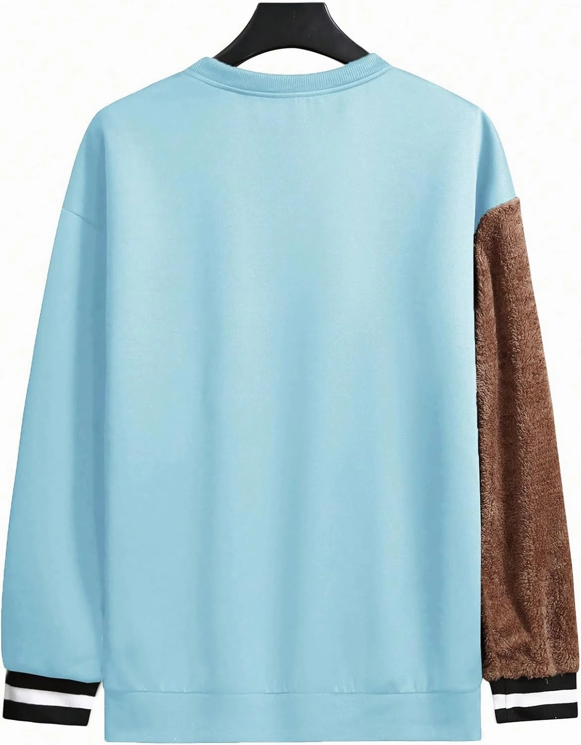 WDIRARA Men's Bear Patched Drop Shoulder Sweatshirt Round Neck Long Sleeve Pullover Sweatshirts