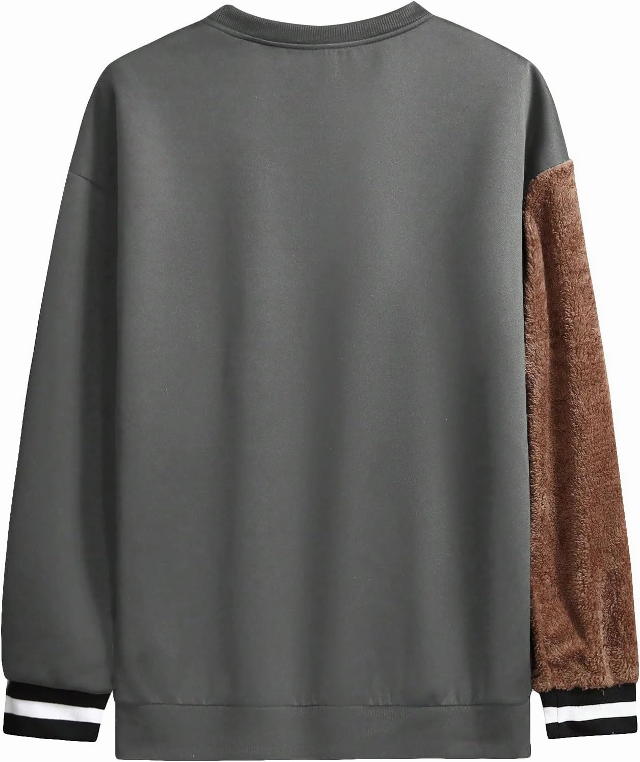 WDIRARA Men's Bear Patched Drop Shoulder Sweatshirt Round Neck Long Sleeve Pullover Sweatshirts