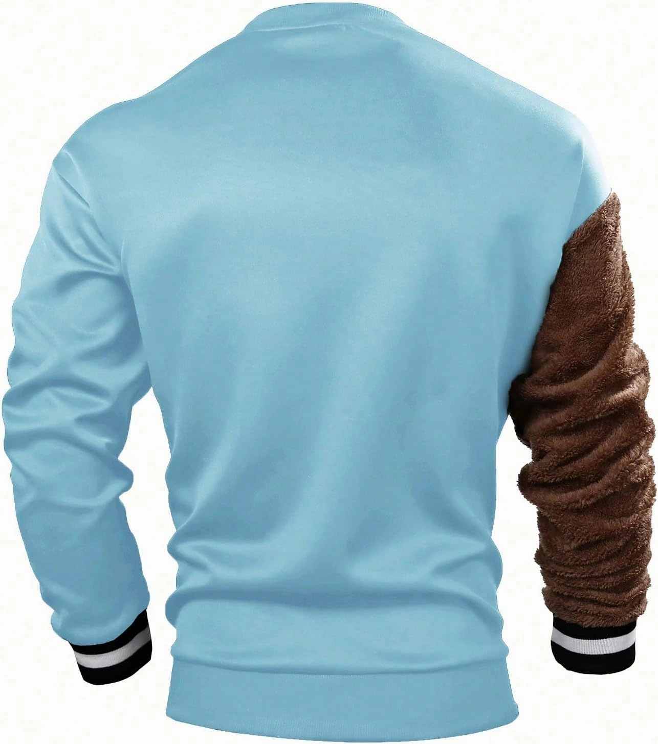 WDIRARA Men's Bear Patched Drop Shoulder Sweatshirt Round Neck Long Sleeve Pullover Sweatshirts