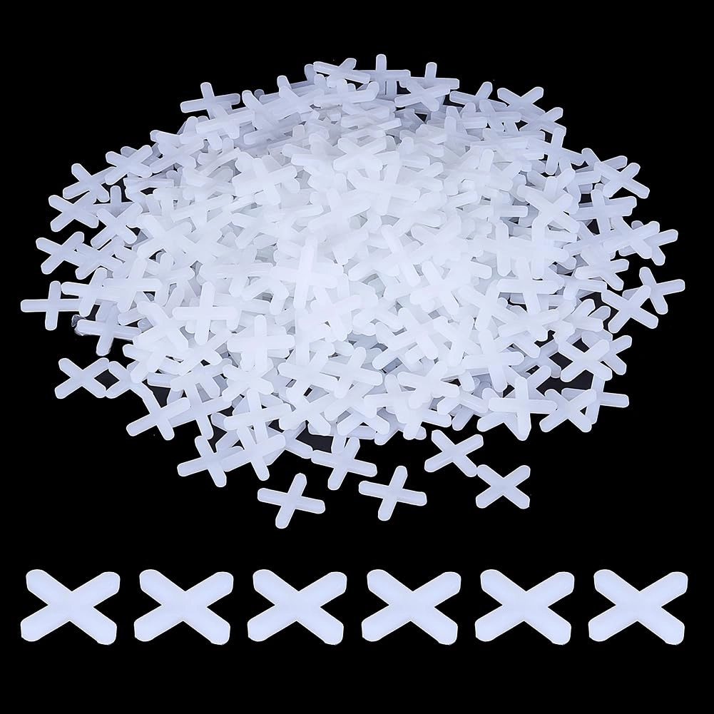 WEBEEDY 700 Pcs Tile Spacers Cross Tiles Leveler Spacers for Floor & Wall Tiling, 4mm 0.9" Reusable Cross Spacer Alignment Wedges for Ceramic, Porcelain & Stone Installation (White)