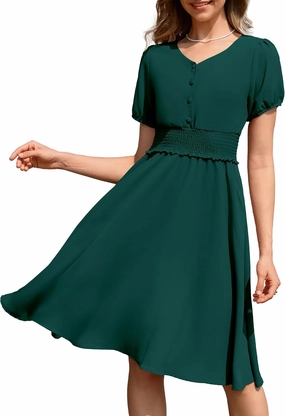 Wedtrend Vintage Dress for Women 1950s Dress Smocked Cocktail Dresses Church Retro Dresses with Pockets