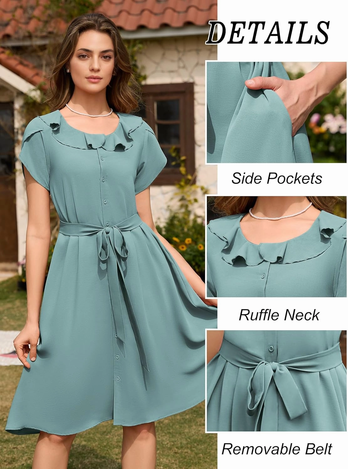 Wedtrend Women's Vintage Dresses with Pocket Midi Retro Cocktail Dress Tea Party Church 1950s Dresses for Women