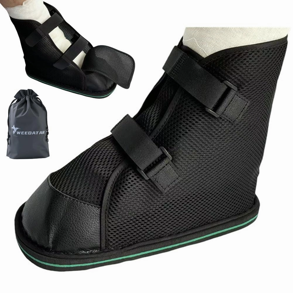 WEEOATAR Post Operation Boot Post Op Shoe Walking Shoe,Adjustable Orthopedic Recovery Shoe,Closed Toe with Magic Stickers, for Broken Foot or Toe,Stress Fractures,Bunions,or Hammer(Black,XL)