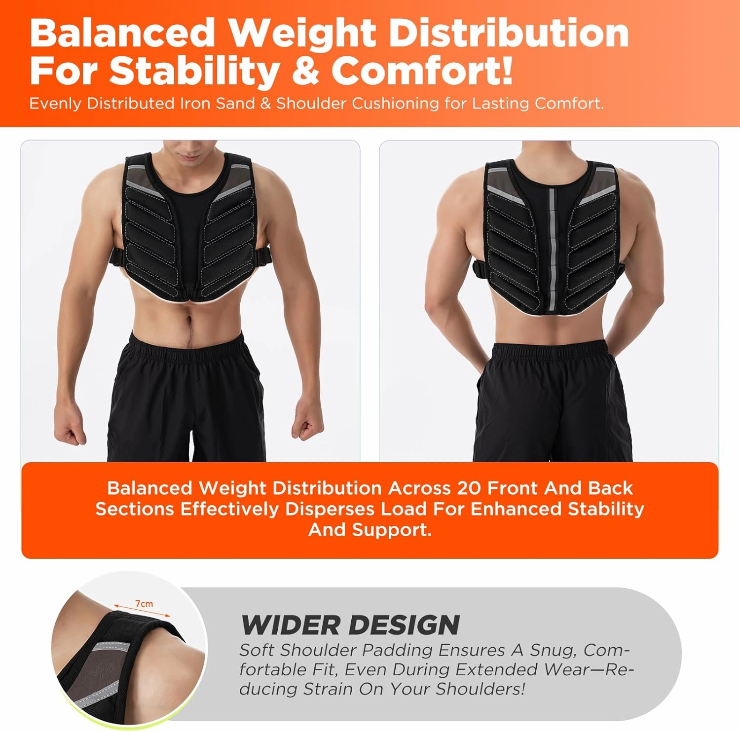 Weighted Vest for Men and Women with Reflective Stripes 10LB/15LB/20LB/13LB-22LB Adjustable Buckle Straps Weight Vests for Strength Training, Running, Fitness, Cardio, Weight Loss