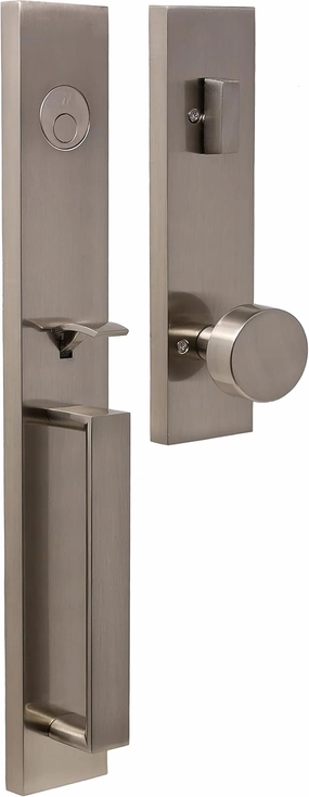 Weslock Xanthis Single Cylinder Handle Set with Mesa Knob (Satin Nickel, Dummy Handleset)