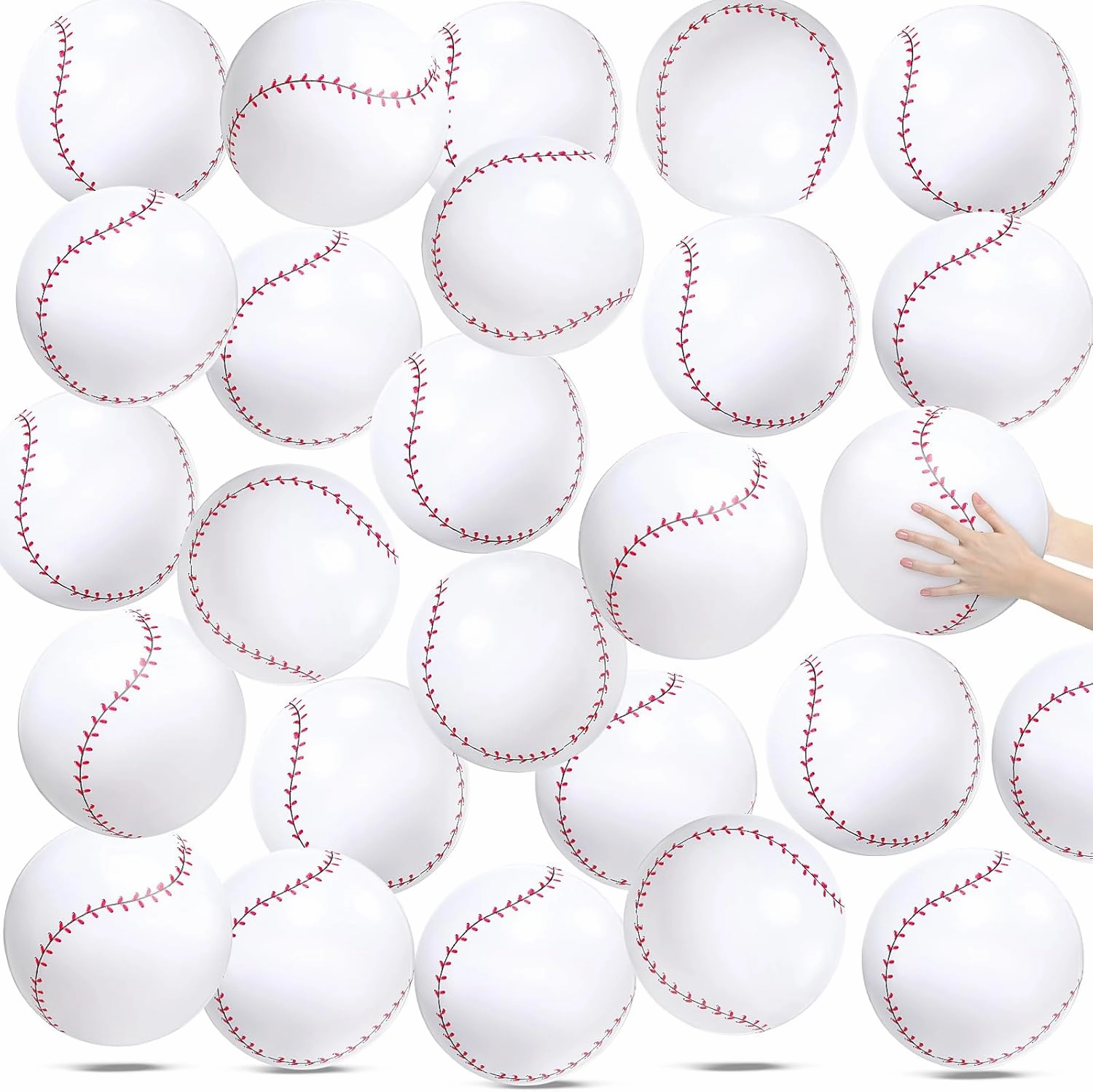 Wettarn 24 Pieces Inflatable Baseball Beach Ball 12 Inches Baseball Party Favors White Swimming Pool Party Ball Baseball Beach Game Toys for Summer Outdoor Beach Pool Sports Game Party Supplies